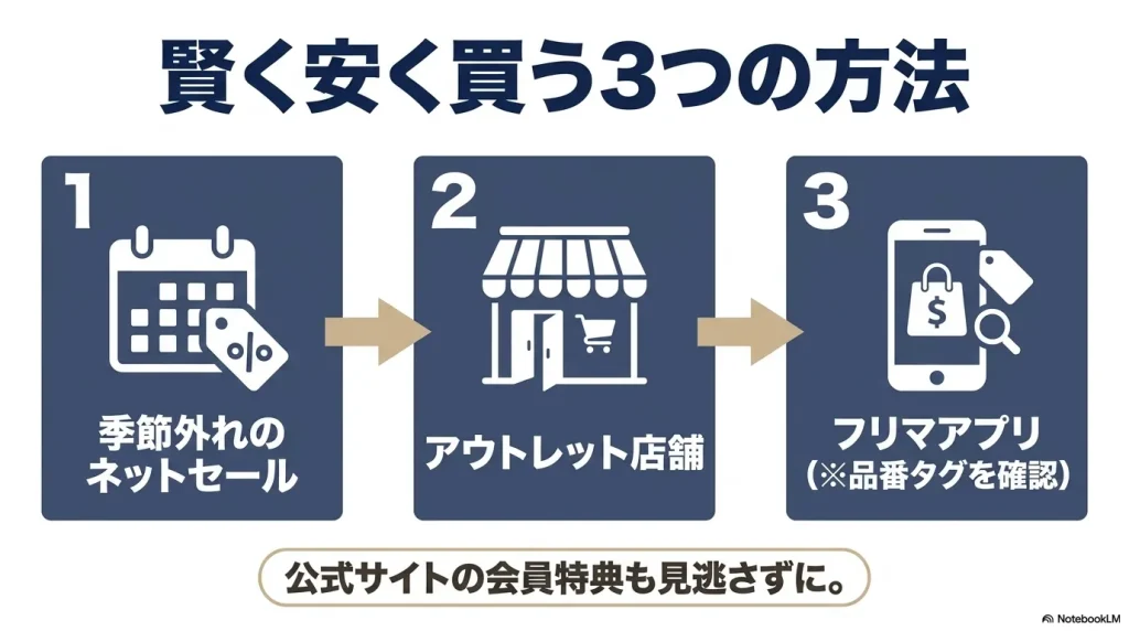 季節外れのネットセールやアウトレット店舗など、コンパクトジャケットを賢く安く買う3つの方法