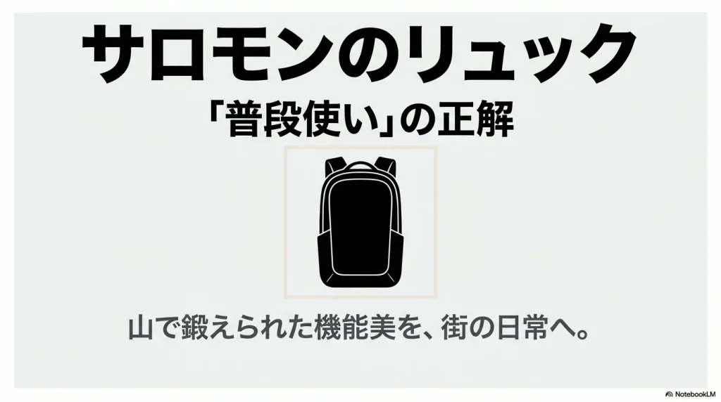 サロモンのリュックは普段使いの正解。山で鍛えられた機能美を街の日常へ。