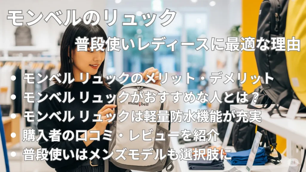 モンベルのリュックが普段使いレディースに最適な理由