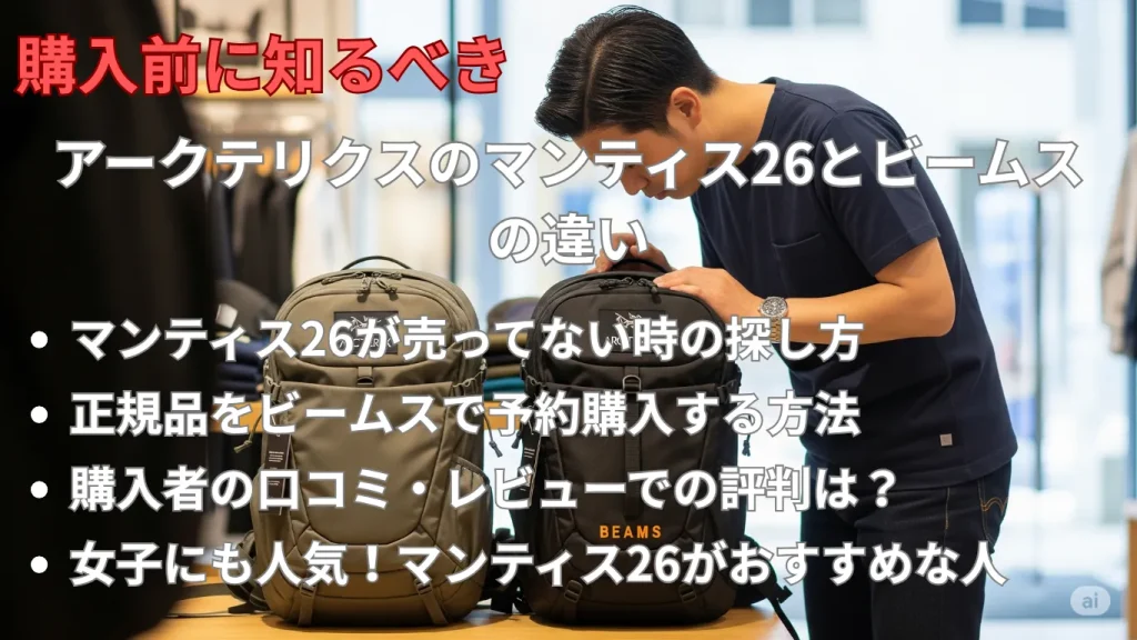 購入前に知るべきアークテリクスのマンティス26とビームスの違い