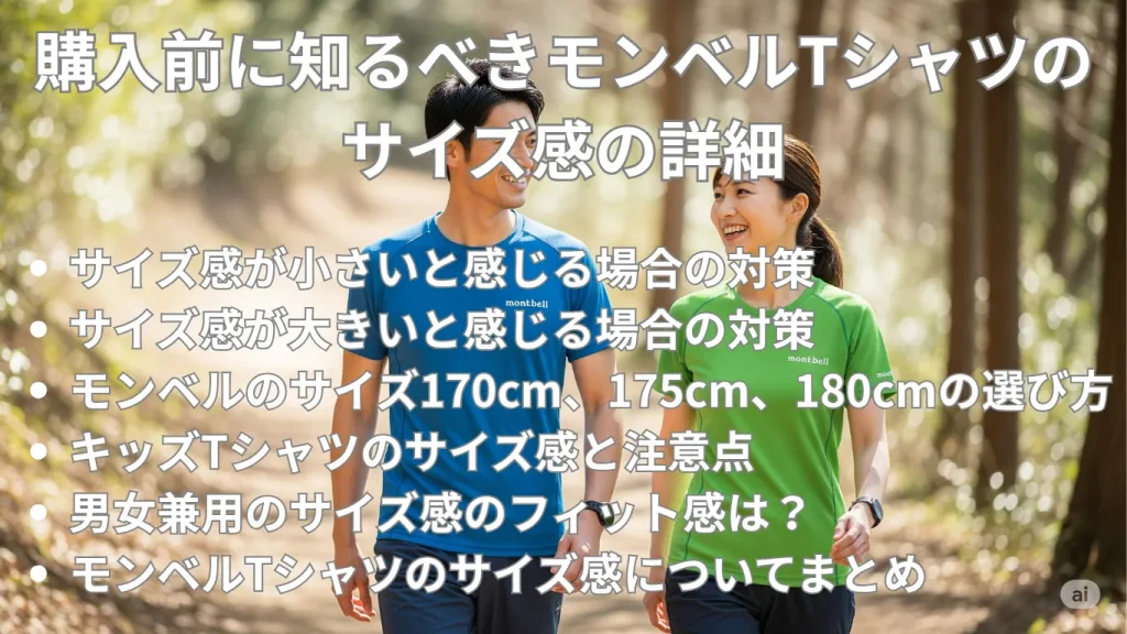 購入前に知るべきモンベルTシャツのサイズ感の詳細