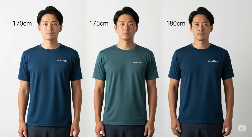 モンベルのサイズ170cm、175cm、180cmの選び方