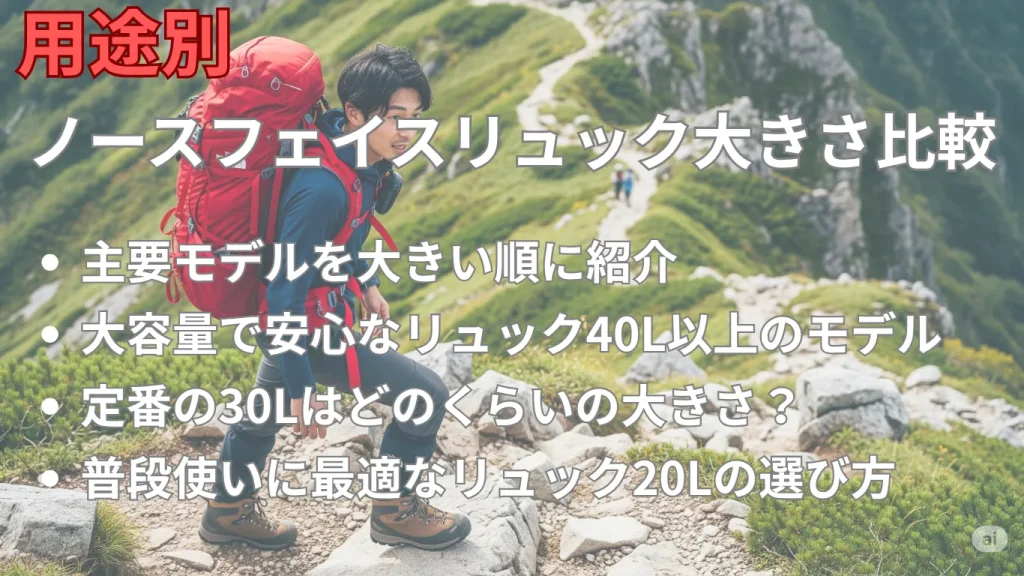 用途別ノースフェイスリュック大きさ比較