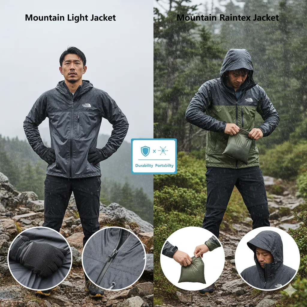 登山シーンにおける機能性の違い