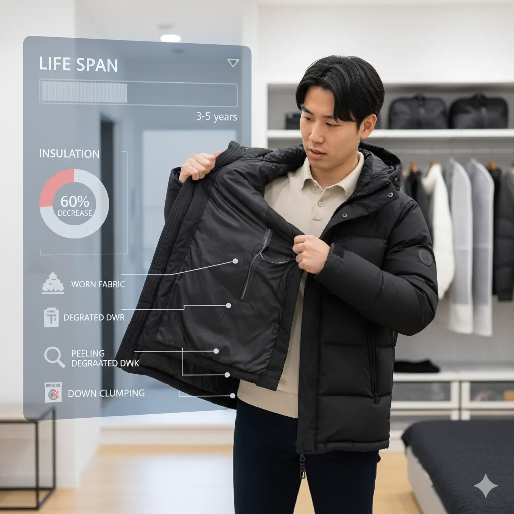 マウンテンダウンジャケットの寿命と保温性