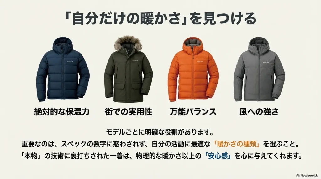 失敗しないモンベルのダウンを暖かい順に見抜く選び方