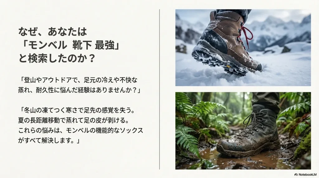 雪山での寒さや夏山での蒸れなど、モンベルの靴下が解決する足元のトラブル