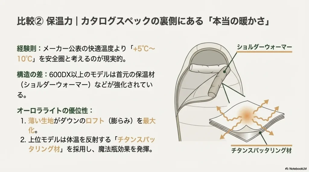 保温力を高める内部構造:ショルダーウォーマーとチタンスパッタリング