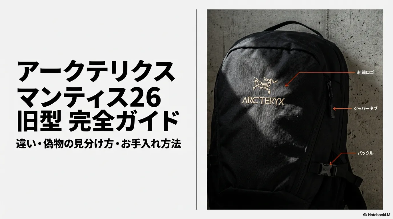 アークテリクス マンティス26 旧型完全ガイドの表紙。旧型の魅力や偽物の見分け方を解説