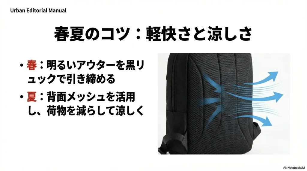 通気性を確保し、蒸れを軽減する背面のエアメッシュ構造の可視化イメージ