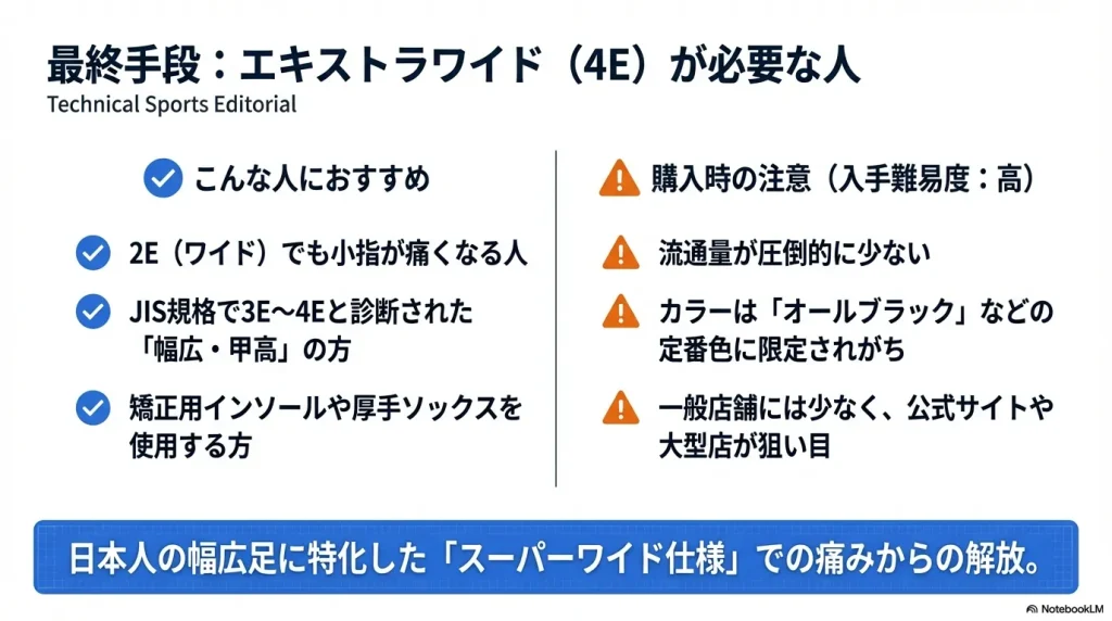 4Eモデルが推奨される人の特徴と、流通量が少なくカラーが限定されるといった購入時の注意点。