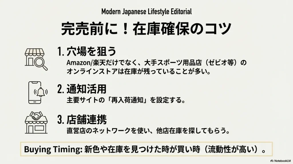 穴場のスポーツ店確認や再入荷通知設定など在庫確保のコツ