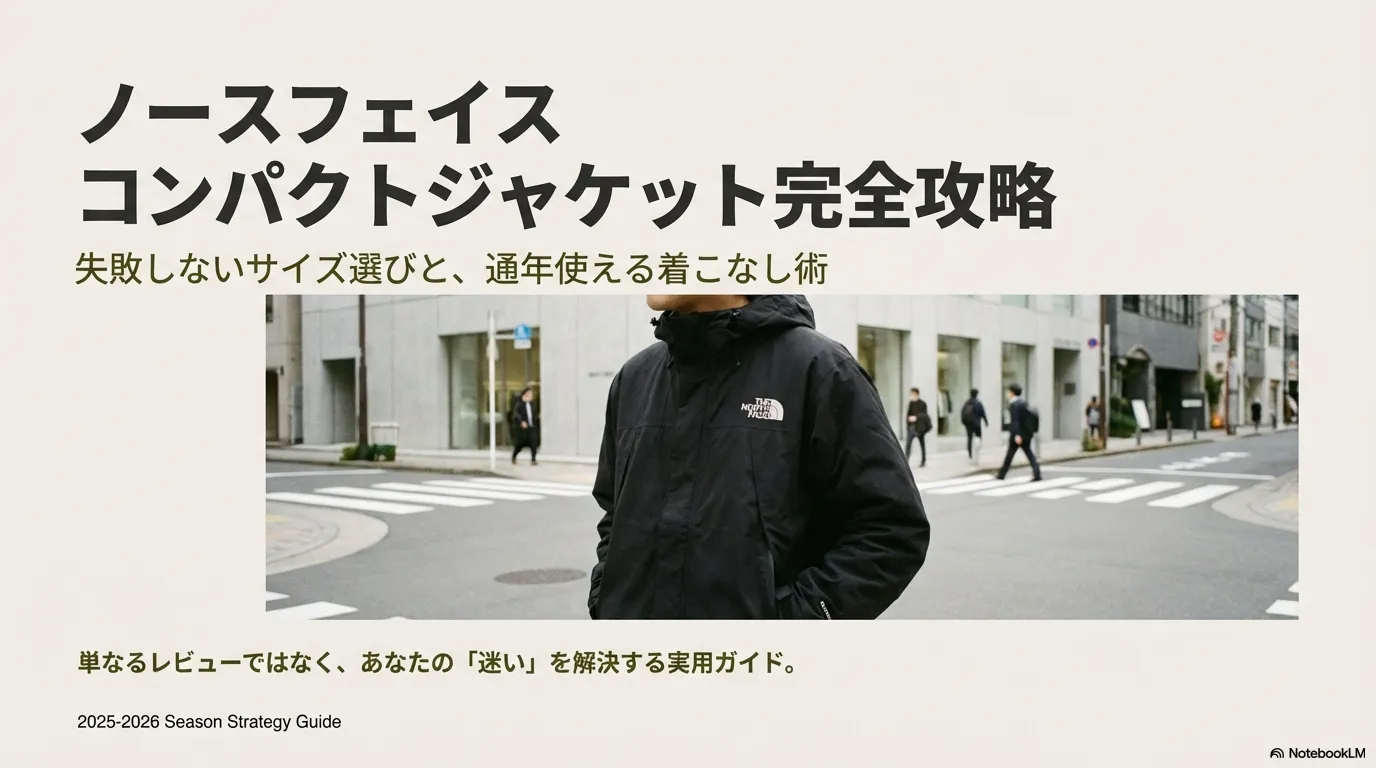 2025-2026年シーズンのノースフェイス コンパクトジャケット完全攻略ガイドの表紙スライド