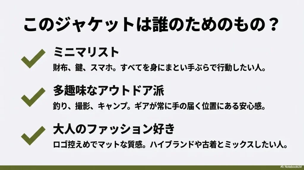 ミニマリスト、アウトドア派、ファッション好きへの推奨理由まとめ