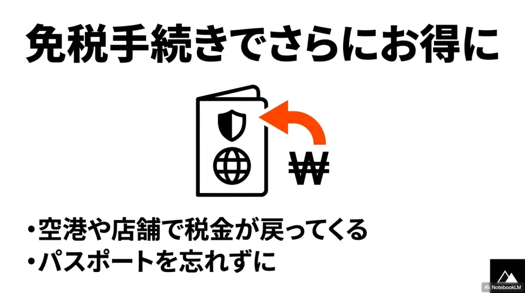 パスポート持参で税金が戻ってくるタックスリファンドのイメージ図