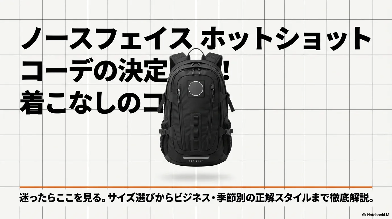 ノースフェイスのバックパック「ホットショット」のサイズ選びやビジネス、季節別の着こなしを解説するアイキャッチ画像