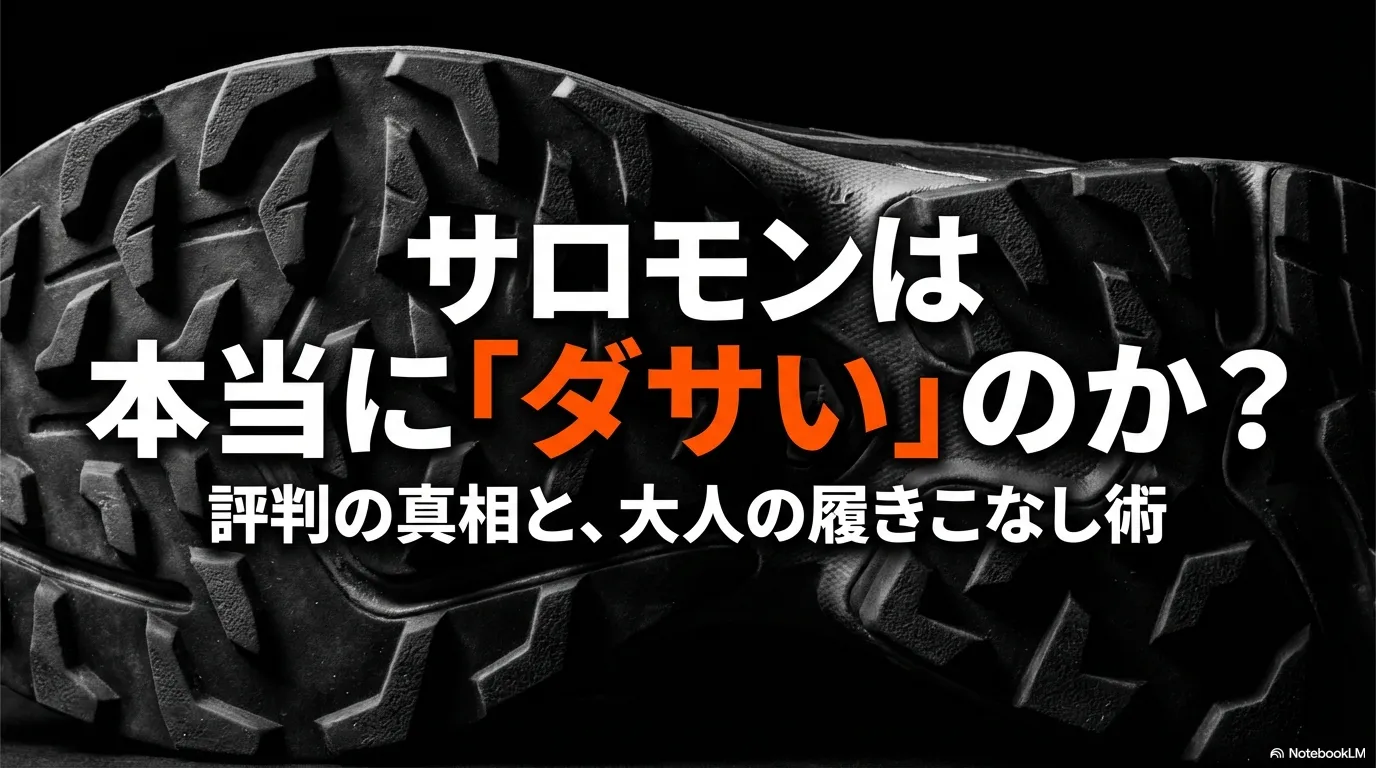 「サロモンは本当にダサいのか？」という文字が書かれたブログのアイキャッチ用スライド画像。