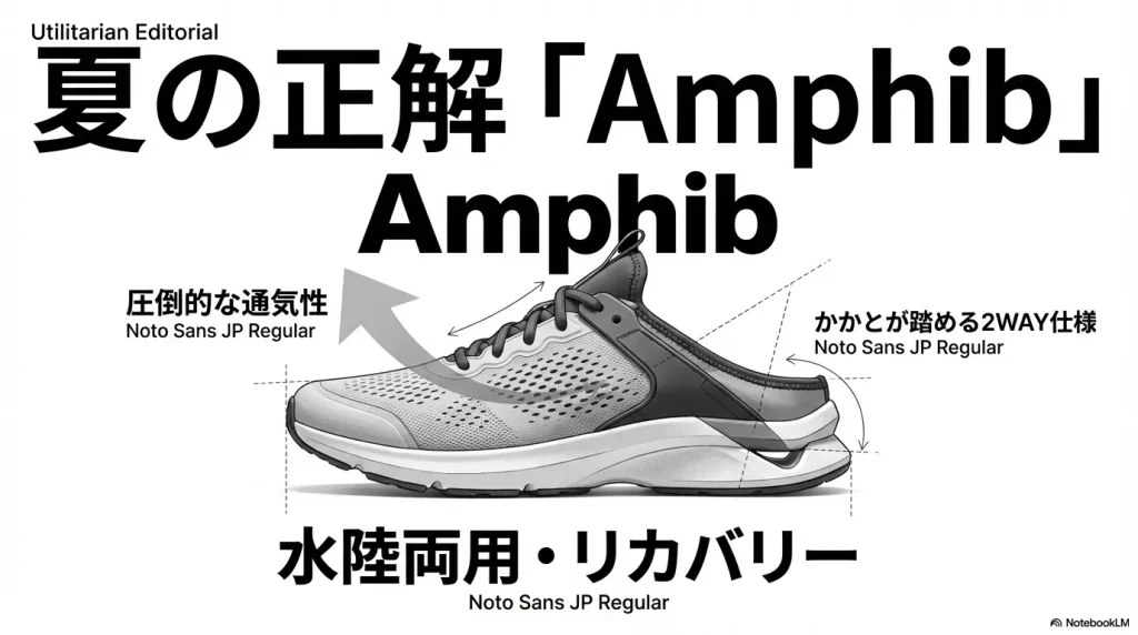 サロモン Amphibスライド。圧倒的な通気性とかかとが踏める2WAY仕様の紹介
