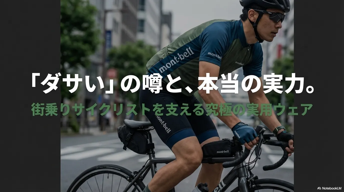 「ダサい」の噂と本当の実力。街乗りサイクリストを支える究極の実用ウェアと書かれたタイトルスライド