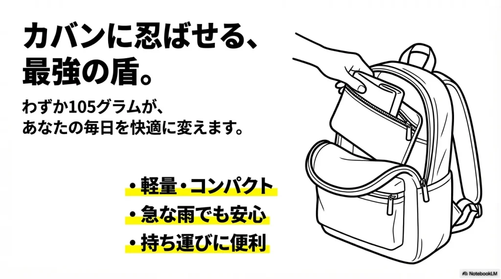 わずか105gで毎日を快適に変える、カバンに忍ばせる最強の盾としてのまとめスライド。