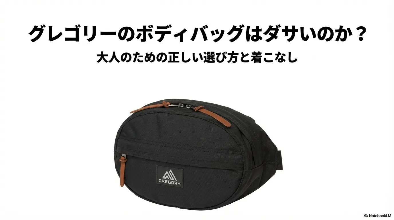 グレゴリーのボディバッグはダサいのか？大人のための正しい選び方と着こなしのタイトル画像