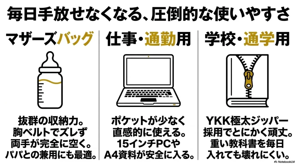 マザーズバッグ、通勤、通学など様々なシーンで活躍するグレゴリーデイパック26Lの収納力と圧倒的な使いやすさ