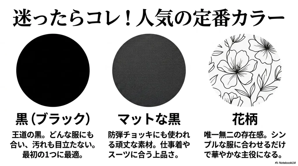 グレゴリーデイパックで女性に人気の定番カラー展開（ブラック、ブラックバリスティック、花柄）