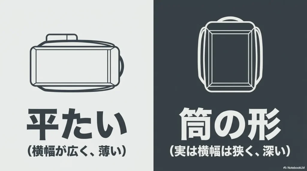 コンパス30の平たい形状とコンパス40の筒状のフォルムの違い