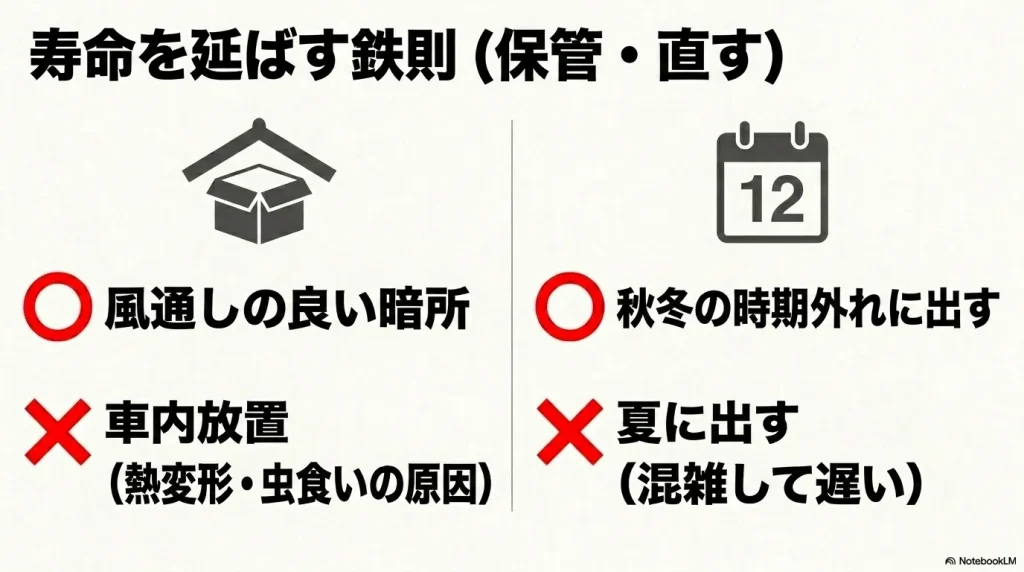 熱変形や虫食いを防ぐ日傘の正しい保管方法と環境